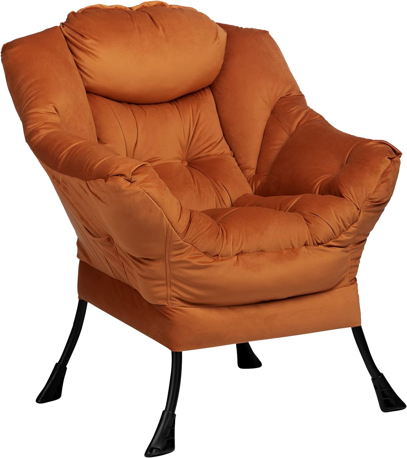 HollyHOME Lazy Chair with Armrest and Side Pocket, Comfy Accent Lounge Chair,Leisure Sofa Armchair for Living Room, Bedroom, Dorm, or Small Spaces, Oversized Reading Sofa Chair,Dark Grey