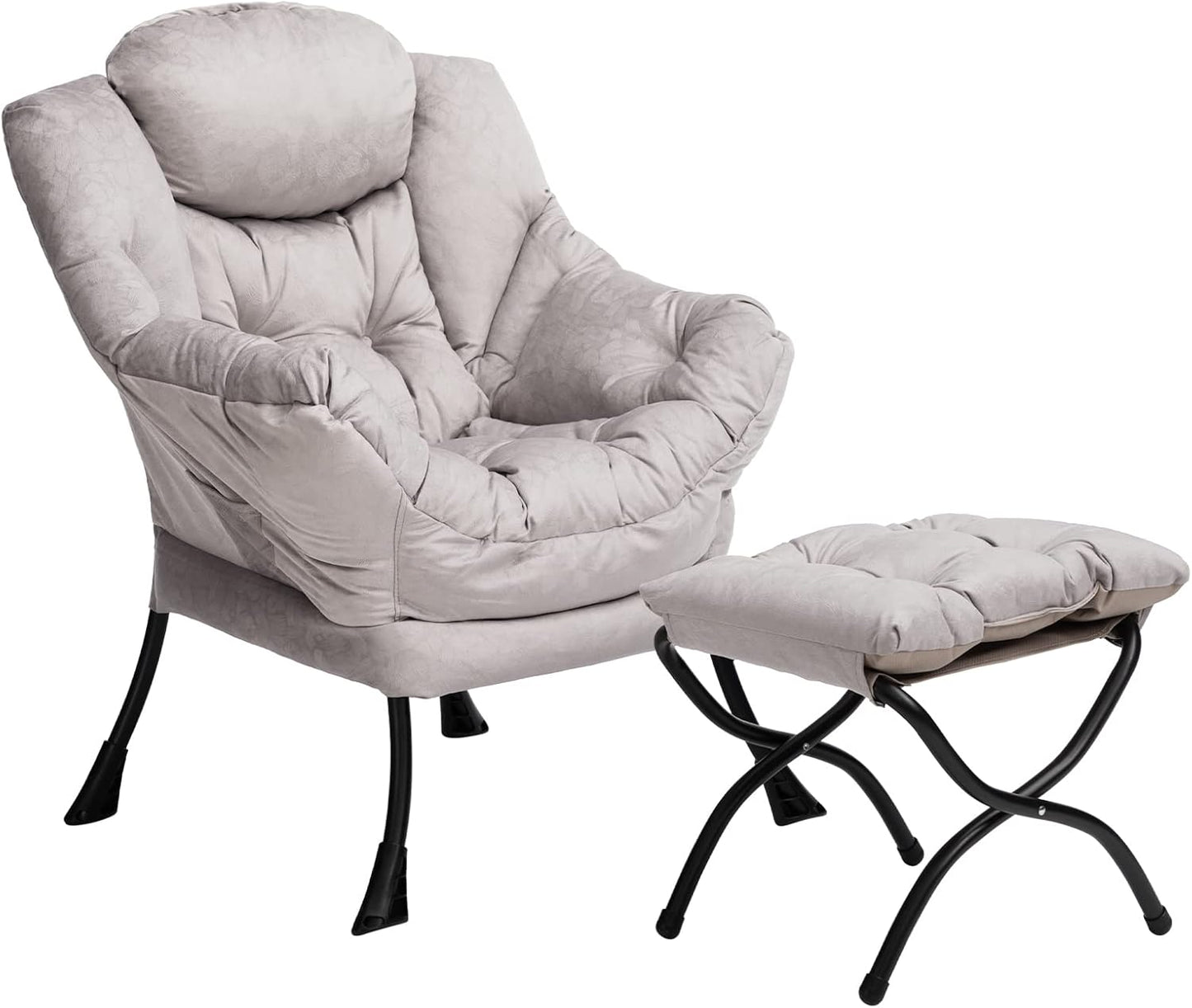 HollyHOME Lazy Chair with Armrest and Side Pocket, Comfy Accent Lounge Chair,Leisure Sofa Armchair for Living Room, Bedroom, Dorm, or Small Spaces, Oversized Reading Sofa Chair,Dark Grey