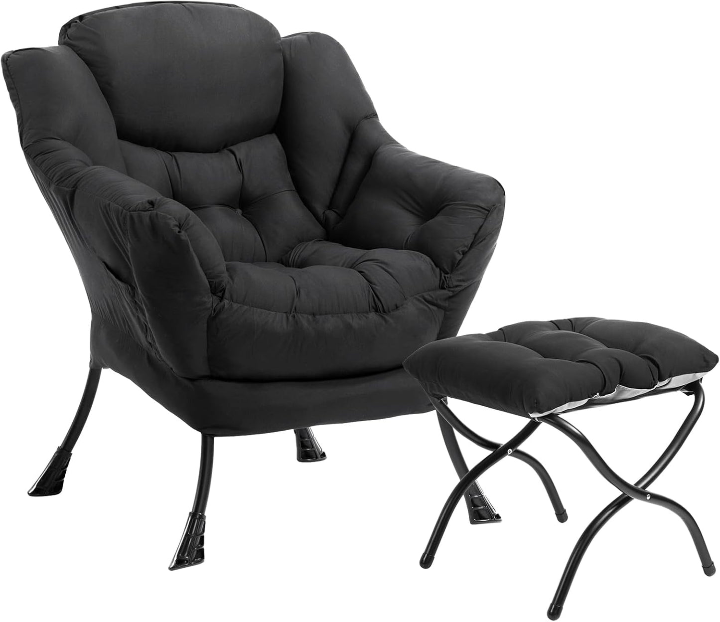 HollyHOME Lazy Chair with Armrest and Side Pocket, Comfy Accent Lounge Chair,Leisure Sofa Armchair for Living Room, Bedroom, Dorm, or Small Spaces, Oversized Reading Sofa Chair,Dark Grey