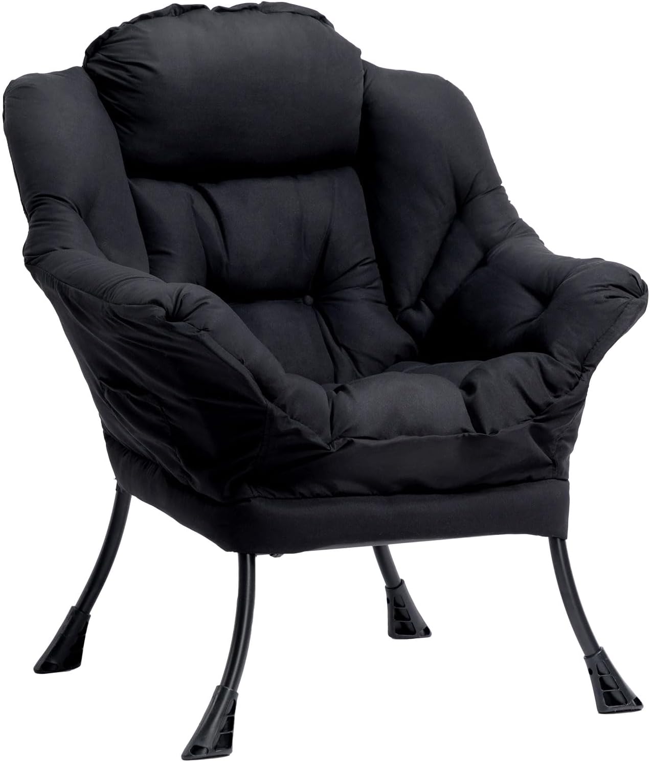 HollyHOME Lazy Chair with Armrest and Side Pocket, Comfy Accent Lounge Chair,Leisure Sofa Armchair for Living Room, Bedroom, Dorm, or Small Spaces, Oversized Reading Sofa Chair,Dark Grey