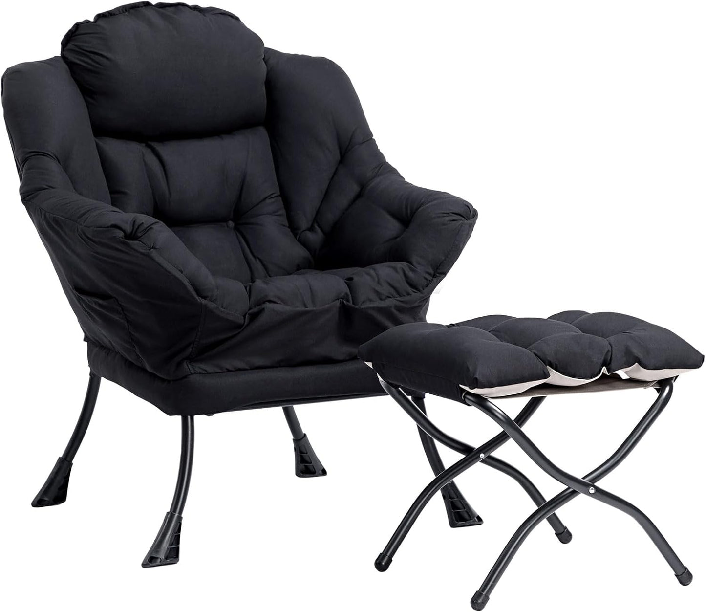 HollyHOME Lazy Chair with Armrest and Side Pocket, Comfy Accent Lounge Chair,Leisure Sofa Armchair for Living Room, Bedroom, Dorm, or Small Spaces, Oversized Reading Sofa Chair,Dark Grey