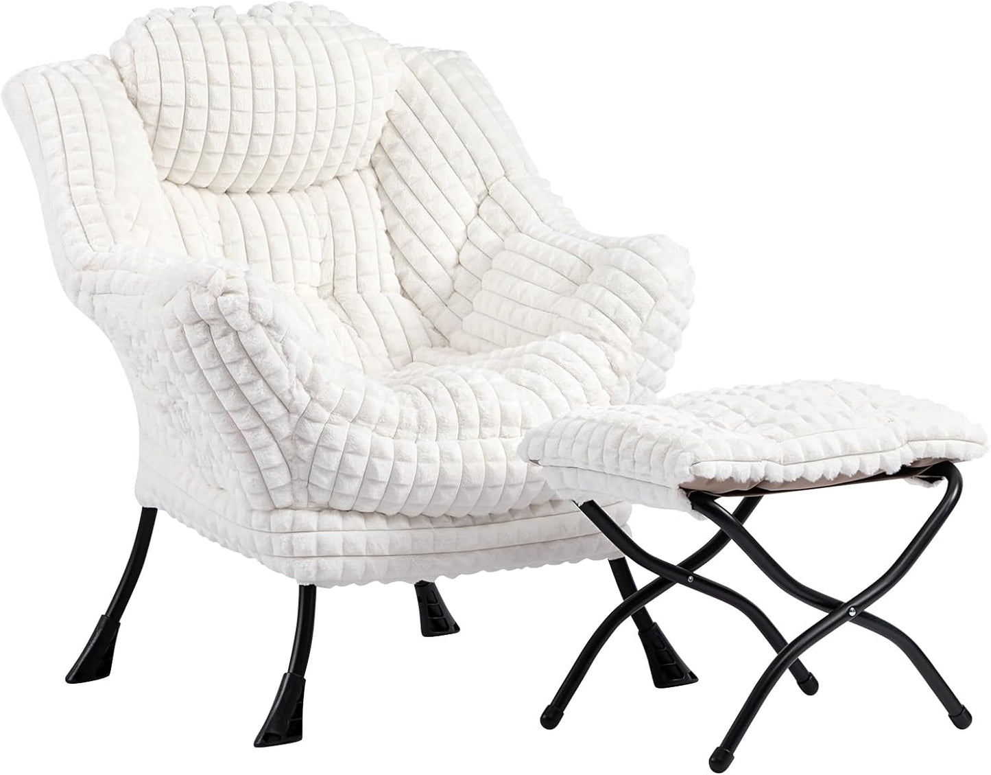 HollyHOME Lazy Chair with Armrest and Side Pocket, Comfy Accent Lounge Chair,Leisure Sofa Armchair for Living Room, Bedroom, Dorm, or Small Spaces, Oversized Reading Sofa Chair,Dark Grey