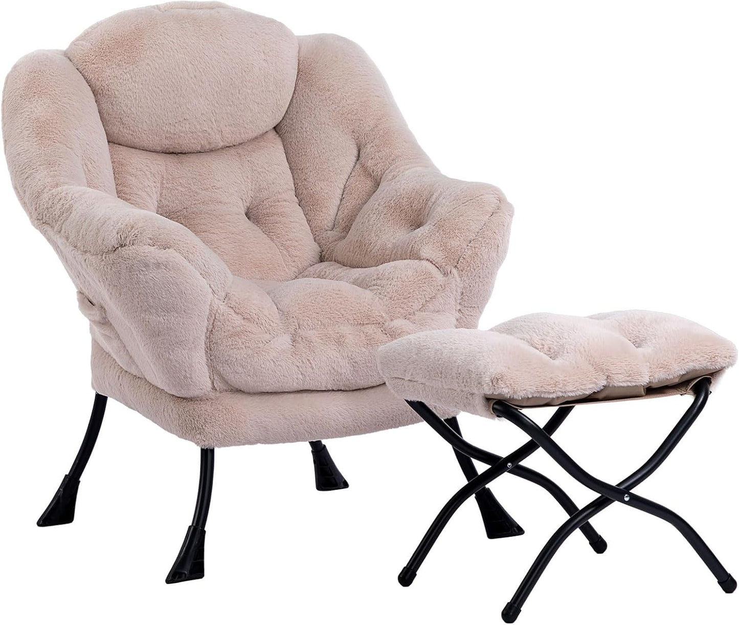 HollyHOME Lazy Chair with Armrest and Side Pocket, Comfy Accent Lounge Chair,Leisure Sofa Armchair for Living Room, Bedroom, Dorm, or Small Spaces, Oversized Reading Sofa Chair,Dark Grey