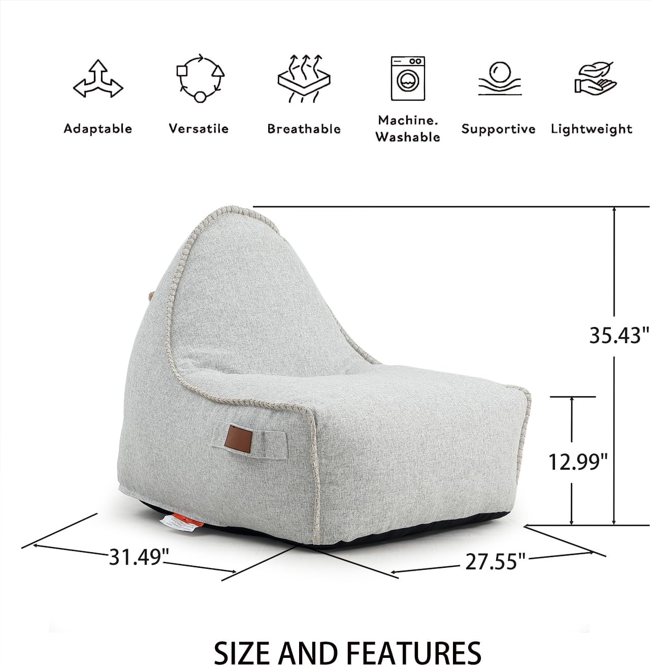 Patio Outdoor Weatherproof Water Proof Bean Bag Chair ,Outdoor bean bag lounger,High-Density Foam Filled ,Weather Resistant Waterproof UV-Protected ,outdoor beanbag Chair for Garden Terrace (Beige)