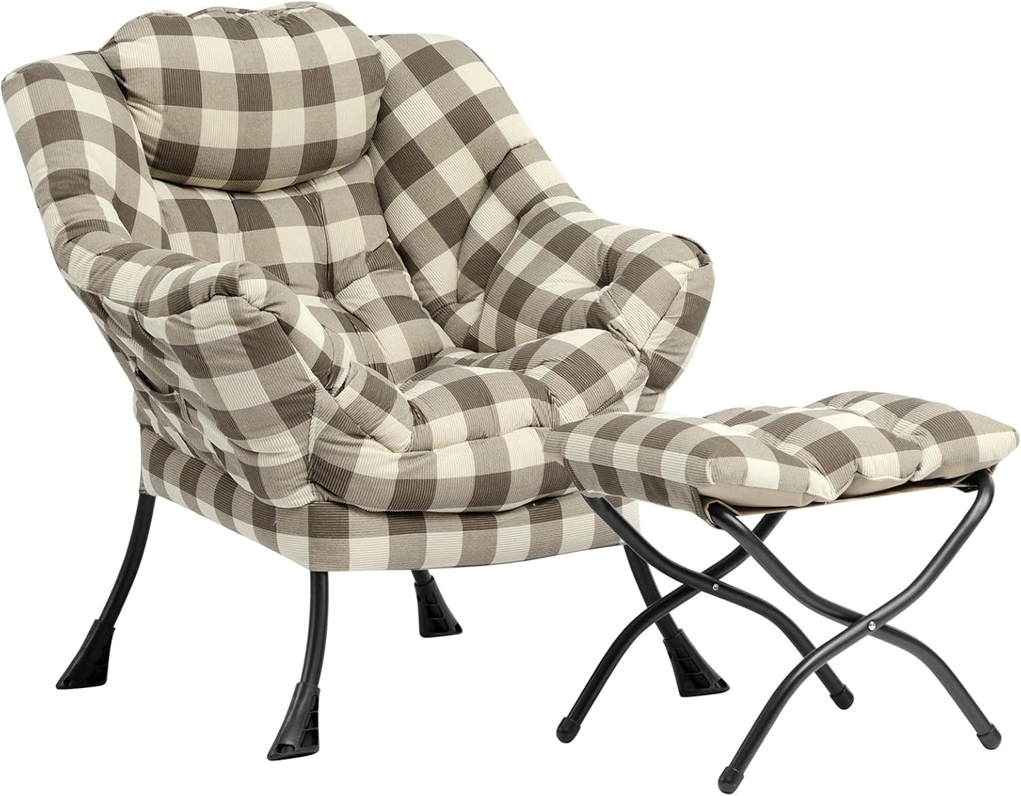 HollyHOME Lazy Chair with Armrest and Side Pocket, Comfy Accent Lounge Chair,Leisure Sofa Armchair for Living Room, Bedroom, Dorm, or Small Spaces, Oversized Reading Sofa Chair,Dark Grey