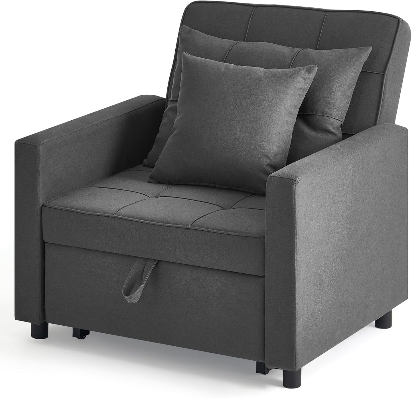 Polar Aurora Sofa Bed Chair 3-in-1 Convertible, Lounger Sleeper, Single Recliner for Small Space with Adjustable Backrest (Dark Grey)