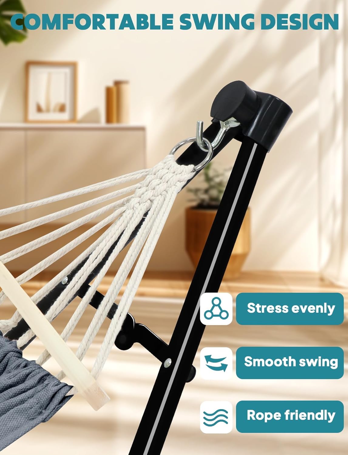 Anyoo 2 in 1 Hammock and Swinging Chair with Collapsible Steel Stand & Carrying Case,Portable & Adjustable,Easy Set Up for Outdoor,Indoor,Porch Swing,Patio,Garden,Camping Trip