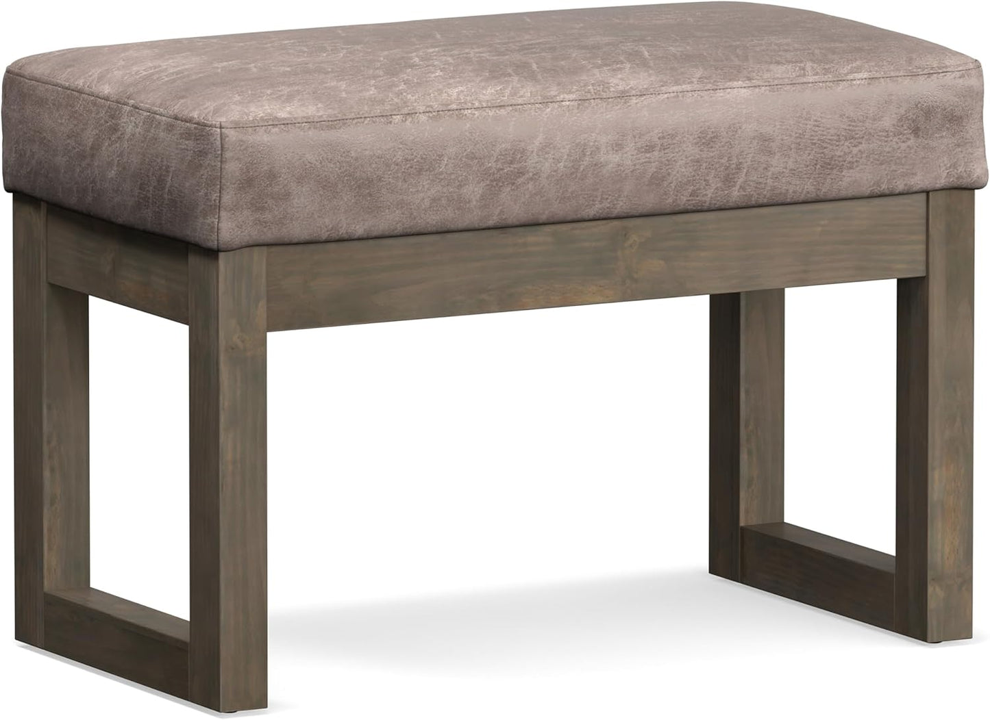 SIMPLIHOME Milltown 27 inch Wide Contemporary Rectangle Footstool Ottoman Bench in Grey Linen Look Fabric, Assembled, for the Living Room and Bedroom