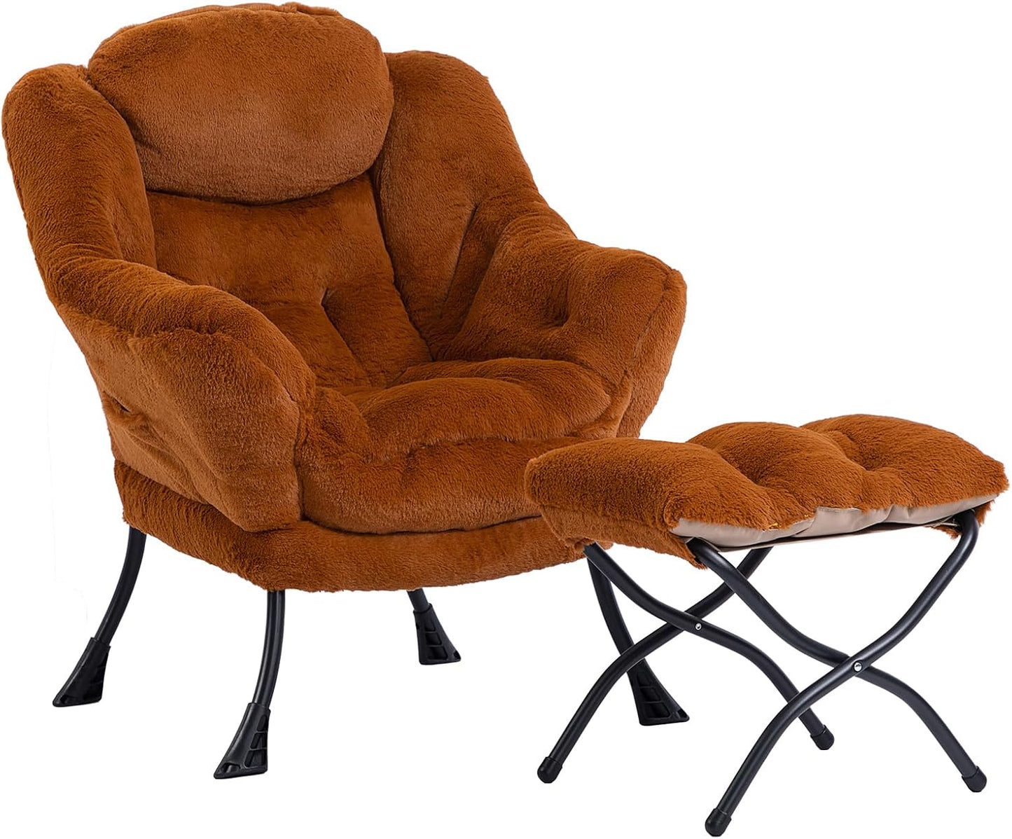 HollyHOME Lazy Chair with Armrest and Side Pocket, Comfy Accent Lounge Chair,Leisure Sofa Armchair for Living Room, Bedroom, Dorm, or Small Spaces, Oversized Reading Sofa Chair,Dark Grey