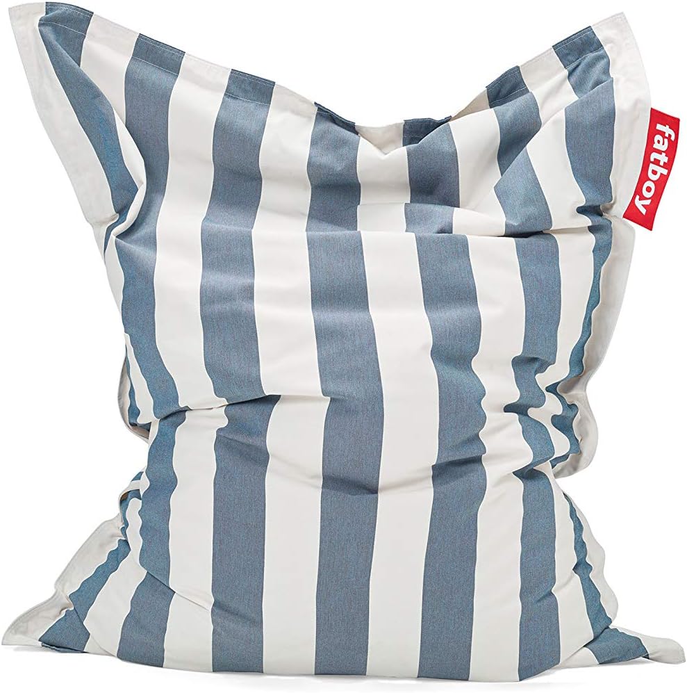 Fatboy Slim Outdoor Bean Bag Chair, Stripe Ocean Blue, Medium
