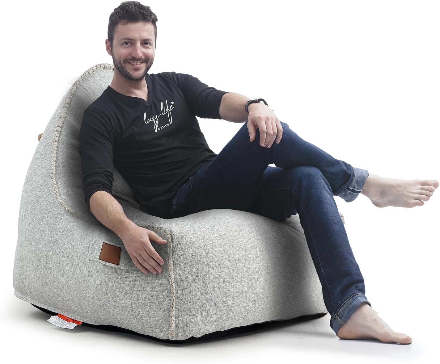 Patio Outdoor Weatherproof Water Proof Bean Bag Chair ,Outdoor bean bag lounger,High-Density Foam Filled ,Weather Resistant Waterproof UV-Protected ,outdoor beanbag Chair for Garden Terrace (Beige)