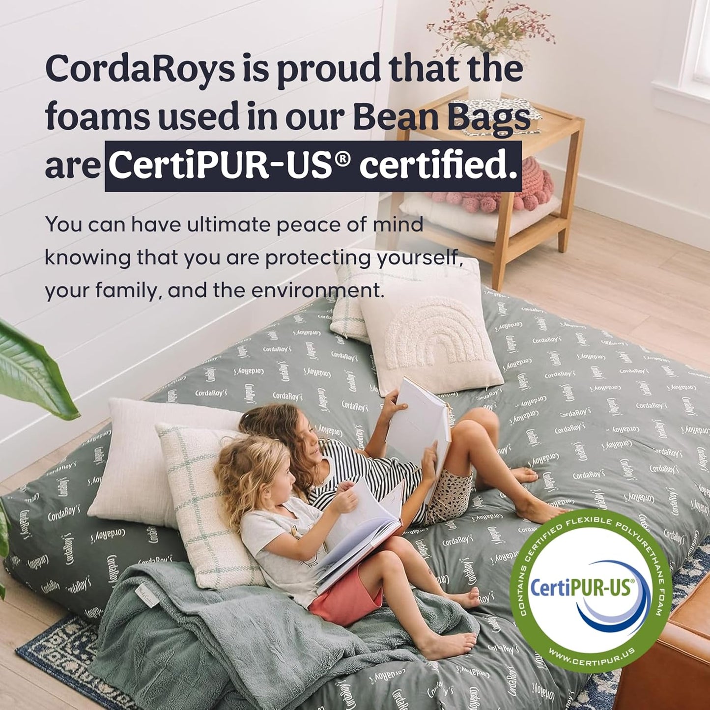 CordaRoy's Faux Fur Bean Bag-Convertible Bean Bag Chair -Machine-Washable Faux Fur Fabric Cover for Basement, Living Room, Game Room, Dorm & More - Full Size - Cow Pattern | Made in The USA