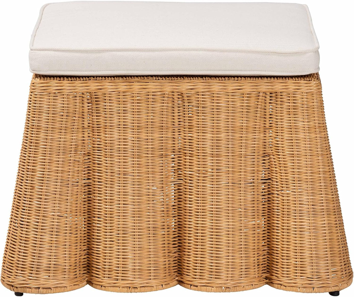 bali & pari Palm Bohemian Honey Scallop Rattan Ottoman