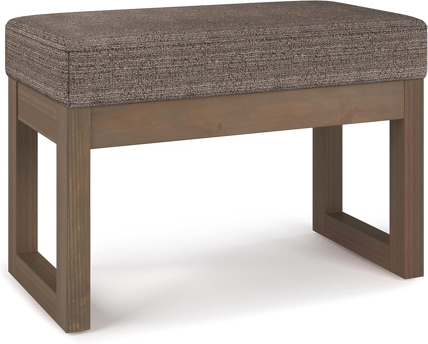 SIMPLIHOME Milltown 27 inch Wide Contemporary Rectangle Footstool Ottoman Bench in Grey Linen Look Fabric, Assembled, for the Living Room and Bedroom