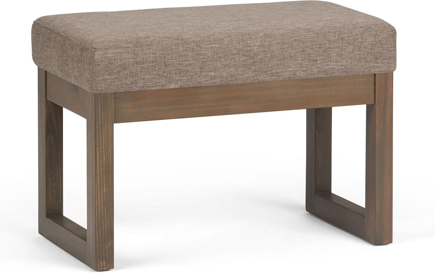 SIMPLIHOME Milltown 27 inch Wide Contemporary Rectangle Footstool Ottoman Bench in Grey Linen Look Fabric, Assembled, for the Living Room and Bedroom