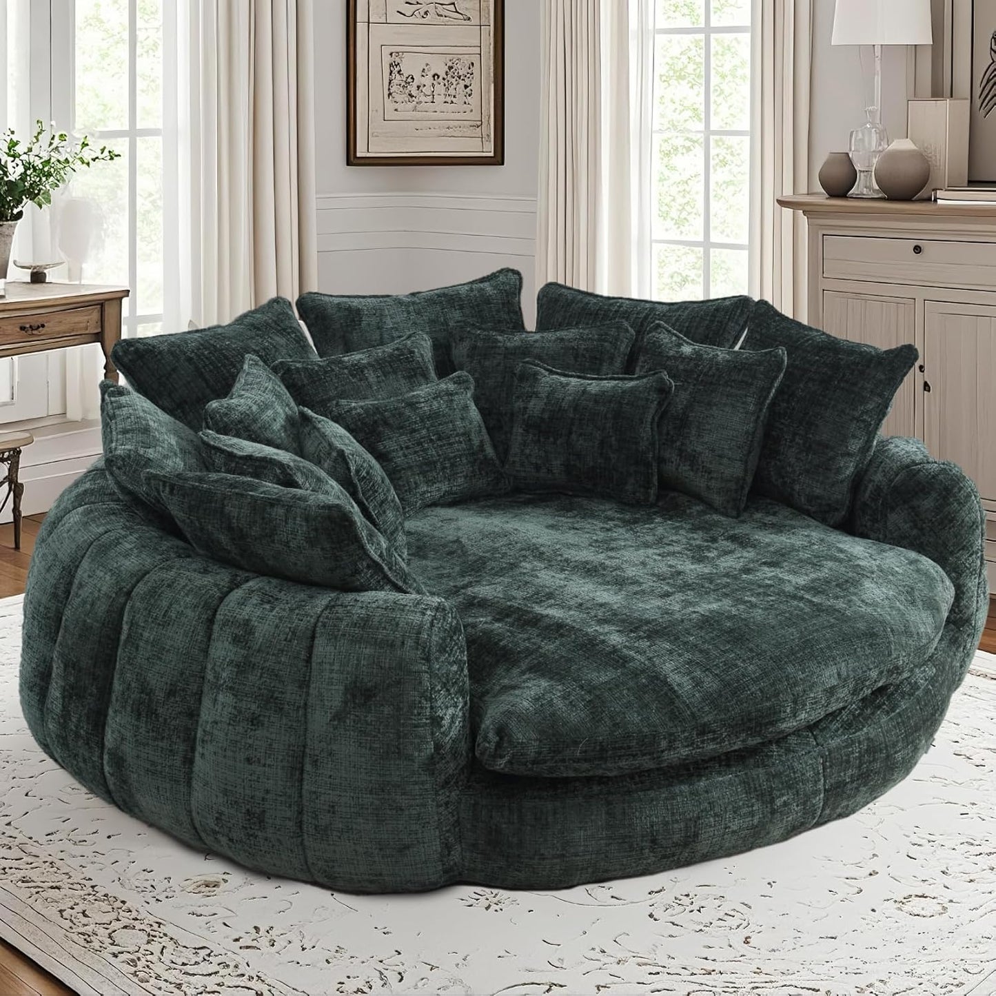 81'' Large Bean Bag Chair for Adults, Memory Foam Oversized Beanbag Chairs Couch with 14 Pillow, Comfy Giant Bean Bag Sofa Couch Bed, Chaise Lounge Chair Indoor Lazy Sofa for Living Room (Dark Grey)