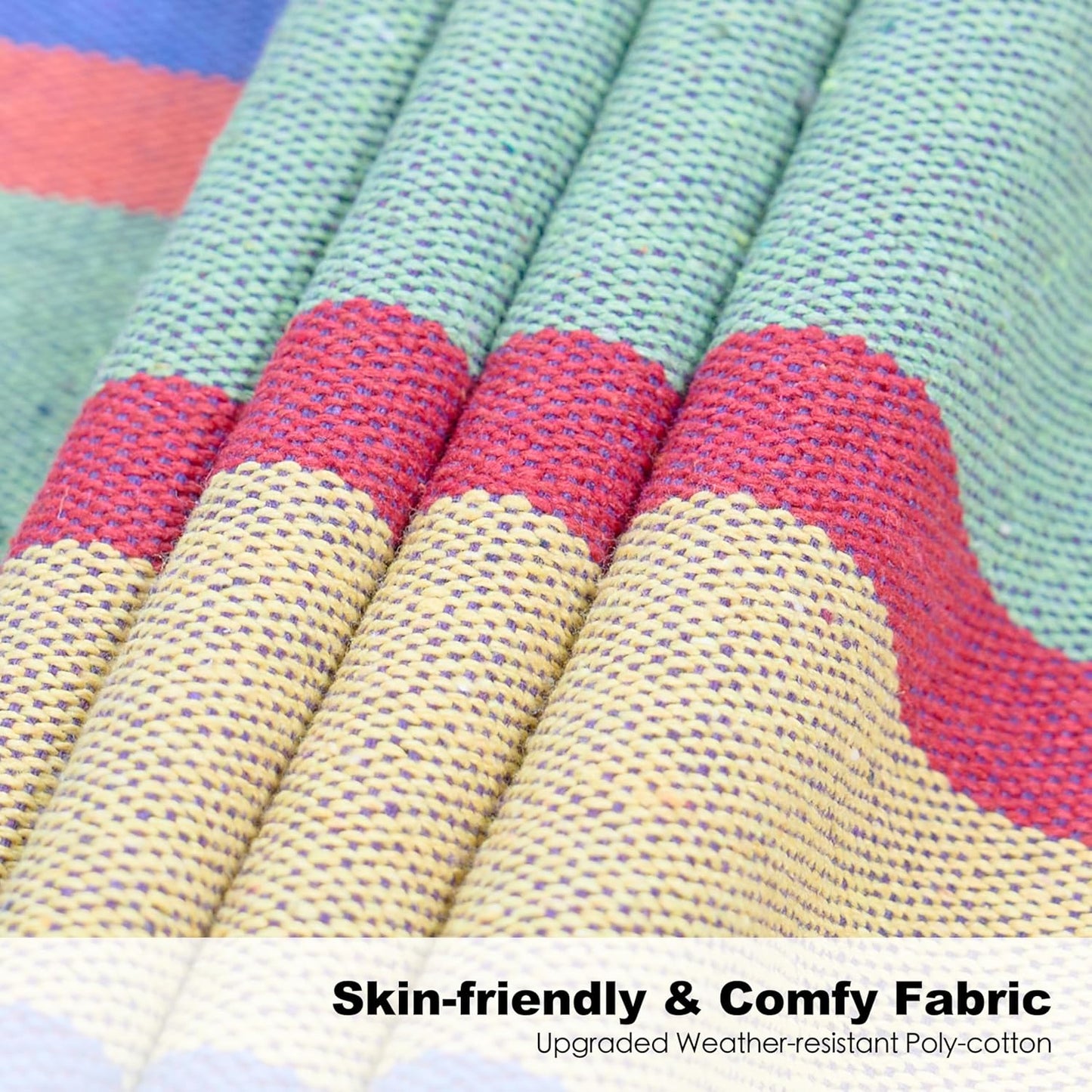 Double Hammock with Stand for Outside, Upgraded Spreader Bar, Heavy Duty Space Saving Steel Stand 2 Person, Side Pockets, Easy Assembly, 600lbs Weight Capacity, Indoor & Outdoor (Classic Red)