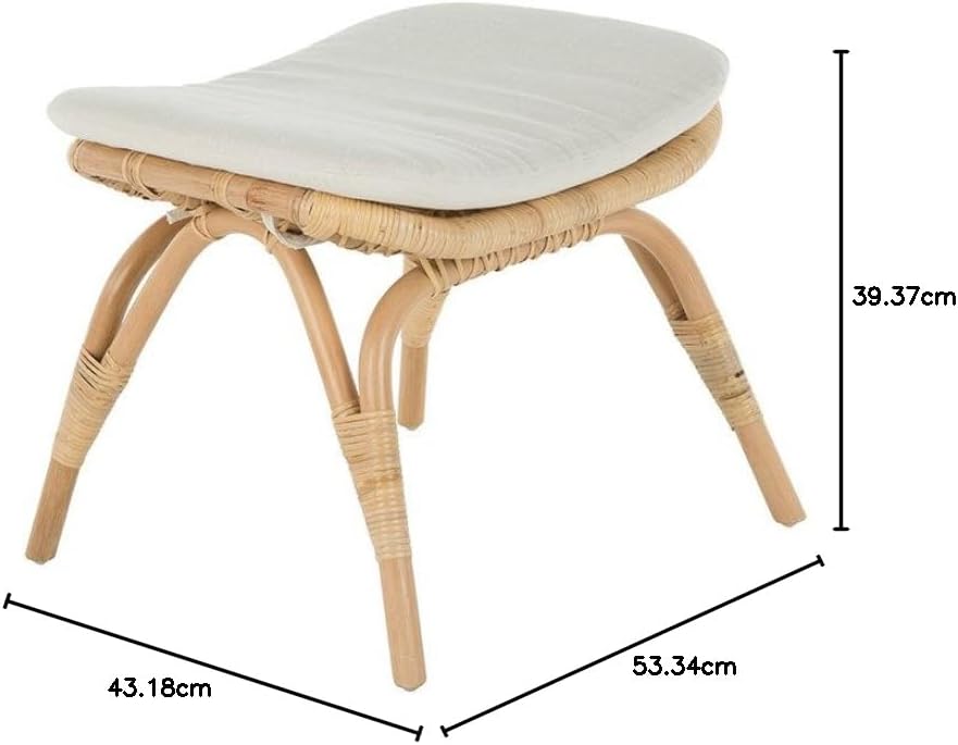 KOUBOO Rattan Foot Stool - Indoor Ottoman, Bathroom, Entryway Bench, Vanity, Foot Rest, Bedroom, Kitchen Step, Natural