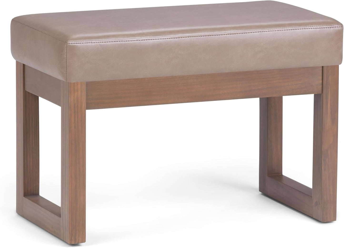 SIMPLIHOME Milltown 27 inch Wide Contemporary Rectangle Footstool Ottoman Bench in Grey Linen Look Fabric, Assembled, for the Living Room and Bedroom