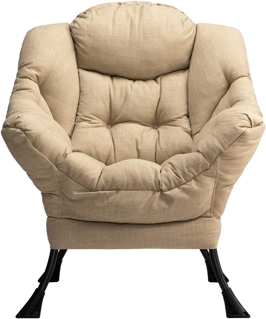 HollyHOME Lazy Chair with Armrest and Side Pocket, Comfy Accent Lounge Chair,Leisure Sofa Armchair for Living Room, Bedroom, Dorm, or Small Spaces, Oversized Reading Sofa Chair,Dark Grey