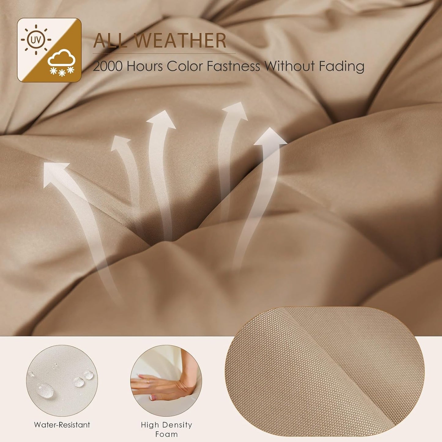 NICESOUL Indoor Outdoor Ottoman Set of 2, Large Wide Double Patio Footstool, PE Rattan Thicken Cushioned Footrest, All-Weather Wicker Furniture for Balcony, Porch, Living Room, Egg Chair, Brown