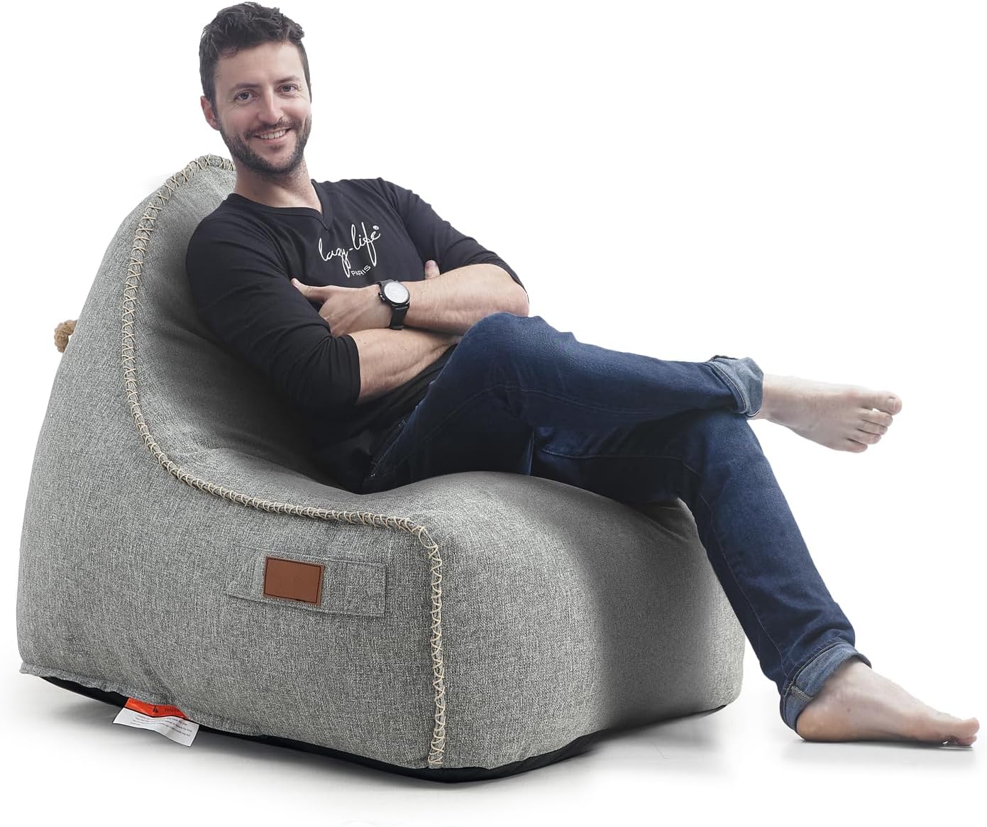 Patio Outdoor Weatherproof Water Proof Bean Bag Chair ,Outdoor bean bag lounger,High-Density Foam Filled ,Weather Resistant Waterproof UV-Protected ,outdoor beanbag Chair for Garden Terrace (Beige)