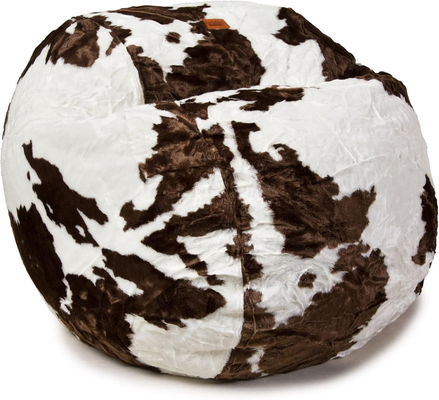 CordaRoy's Faux Fur Bean Bag-Convertible Bean Bag Chair -Machine-Washable Faux Fur Fabric Cover for Basement, Living Room, Game Room, Dorm & More - Full Size - Cow Pattern | Made in The USA