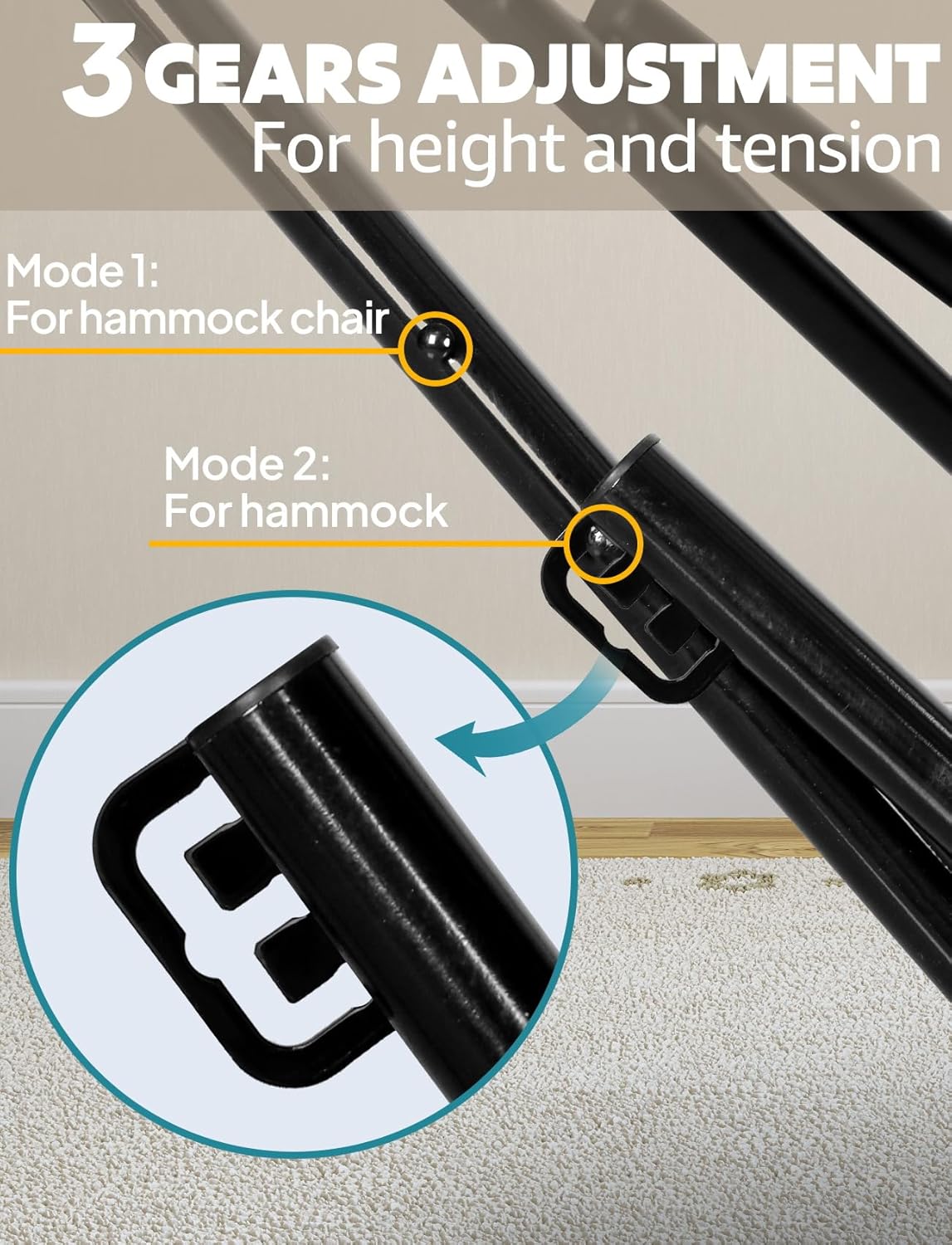 Anyoo 2 in 1 Hammock and Swinging Chair with Collapsible Steel Stand & Carrying Case,Portable & Adjustable,Easy Set Up for Outdoor,Indoor,Porch Swing,Patio,Garden,Camping Trip