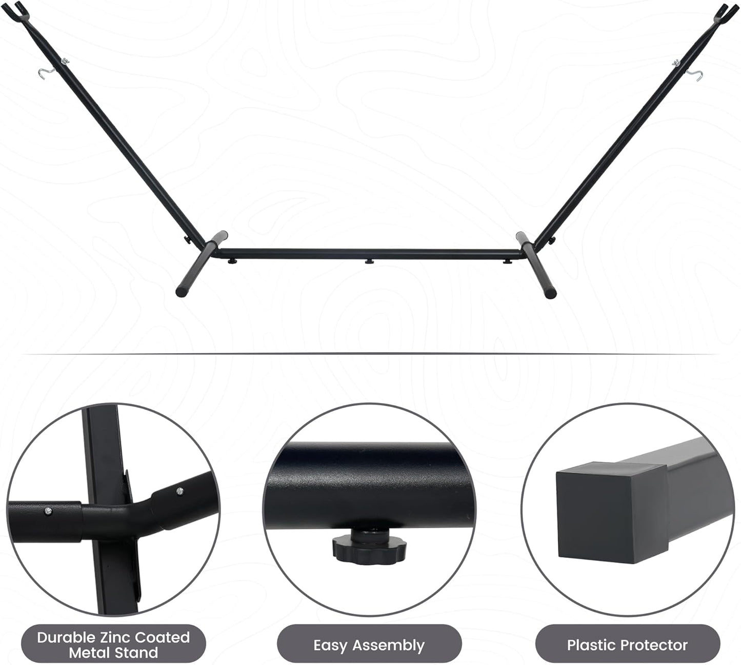 Lazy Daze Hammocks Double Hammock with 9ft Space-Saving Steel Stand Includes Portable Carrying Case, 450 Pounds Capacity (Natural)