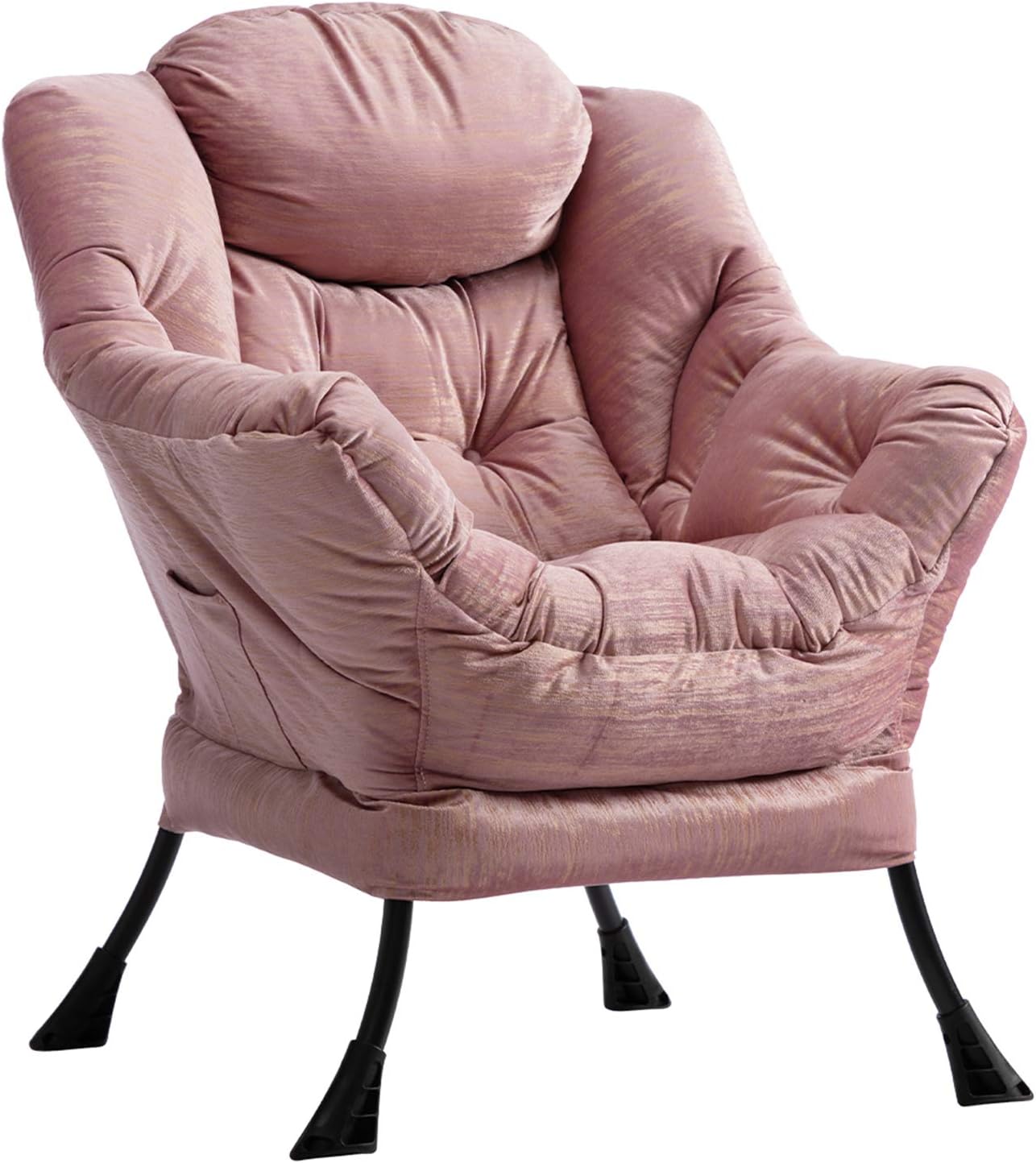 HollyHOME Lazy Chair with Armrest and Side Pocket, Comfy Accent Lounge Chair,Leisure Sofa Armchair for Living Room, Bedroom, Dorm, or Small Spaces, Oversized Reading Sofa Chair,Dark Grey