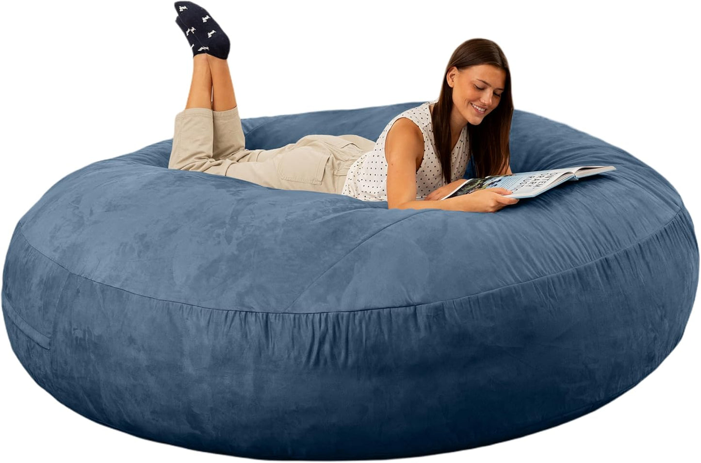 Jaxx 6 Foot Cocoon - 2-in-1 Convertible Bean Bag Bed & Large Bean Bag Chair for Adults, Premium Luxe Faux Fur - Mountain Fox