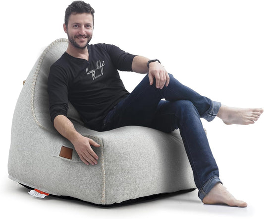 Patio Outdoor Weatherproof Water Proof Bean Bag Chair ,Outdoor bean bag lounger,High-Density Foam Filled ,Weather Resistant Waterproof UV-Protected ,outdoor beanbag Chair for Garden Terrace (Beige)