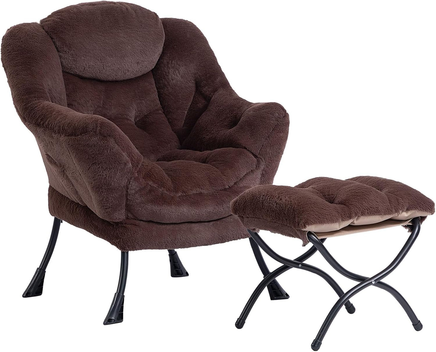 HollyHOME Lazy Chair with Armrest and Side Pocket, Comfy Accent Lounge Chair,Leisure Sofa Armchair for Living Room, Bedroom, Dorm, or Small Spaces, Oversized Reading Sofa Chair,Dark Grey