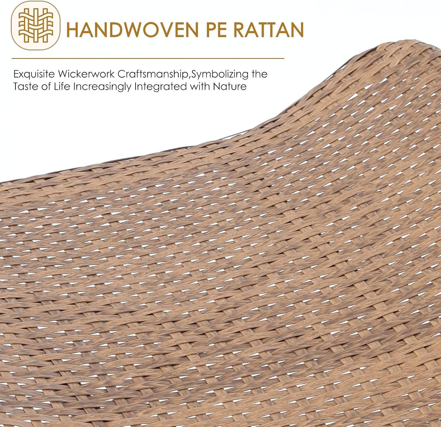 NICESOUL Indoor Outdoor Ottoman Set of 2, Large Wide Double Patio Footstool, PE Rattan Thicken Cushioned Footrest, All-Weather Wicker Furniture for Balcony, Porch, Living Room, Egg Chair, Brown