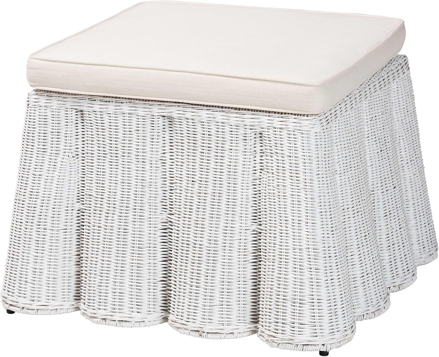 bali & pari Palm Bohemian Honey Scallop Rattan Ottoman