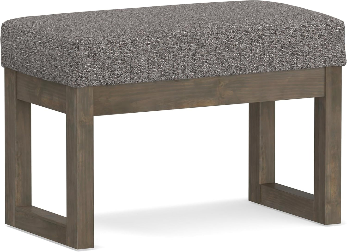 SIMPLIHOME Milltown 27 inch Wide Contemporary Rectangle Footstool Ottoman Bench in Grey Linen Look Fabric, Assembled, for the Living Room and Bedroom