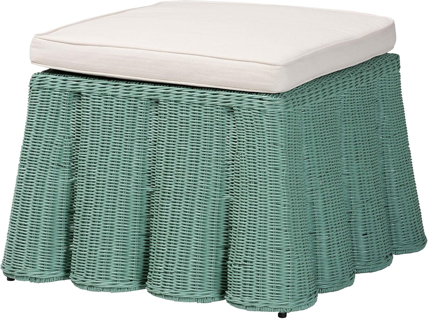 bali & pari Palm Bohemian Honey Scallop Rattan Ottoman
