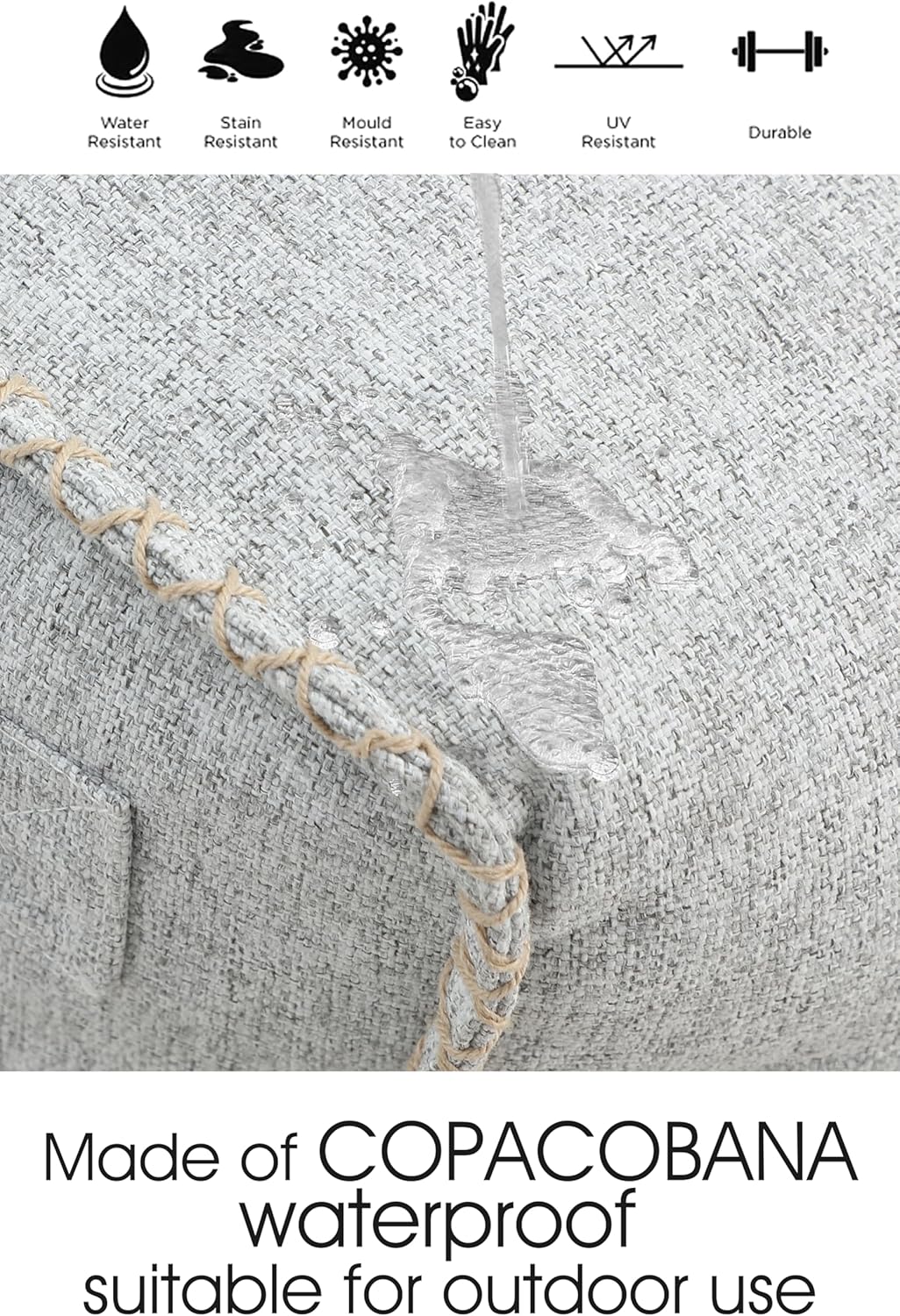 Patio Outdoor Weatherproof Water Proof Bean Bag Chair ,Outdoor bean bag lounger,High-Density Foam Filled ,Weather Resistant Waterproof UV-Protected ,outdoor beanbag Chair for Garden Terrace (Beige)